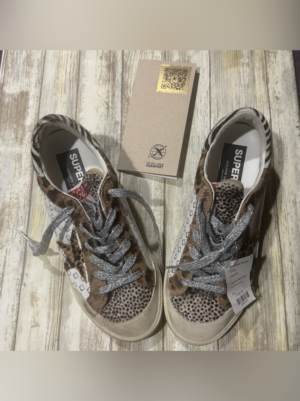 Golden Goose Leopard White Sneakers – Size 7